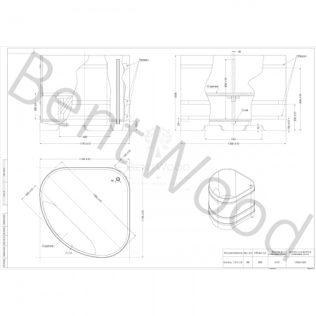 Купель угловая из кедра 1,19х1,19 Купель угловая из кедра 1,19х1,19